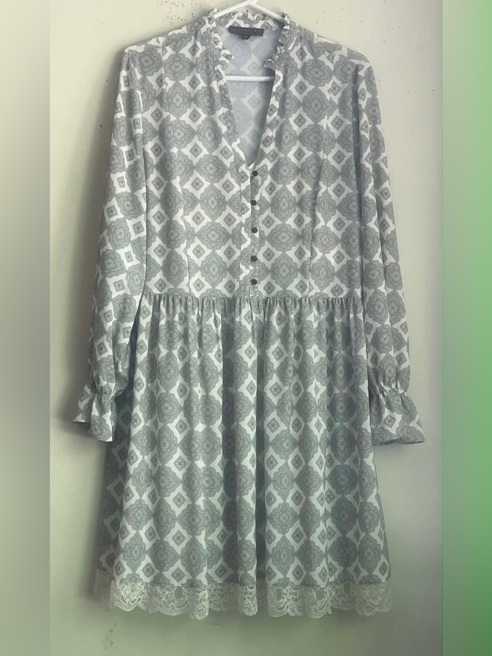 Printed Long Sleeve Tiered Casual Dress
